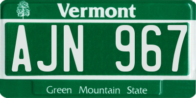 VT license plate AJN967