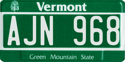 VT license plate AJN968