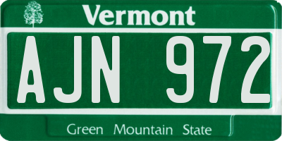 VT license plate AJN972