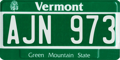 VT license plate AJN973
