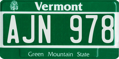 VT license plate AJN978