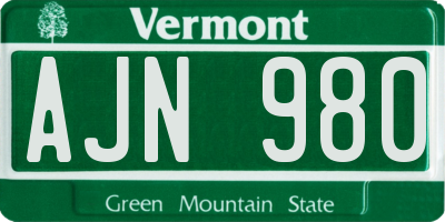 VT license plate AJN980