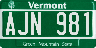 VT license plate AJN981