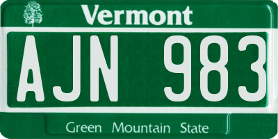 VT license plate AJN983
