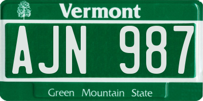 VT license plate AJN987