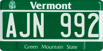 VT license plate AJN992