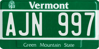 VT license plate AJN997