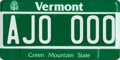 VT license plate AJO000