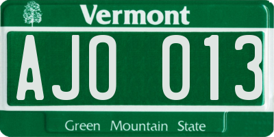 VT license plate AJO013