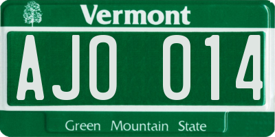 VT license plate AJO014