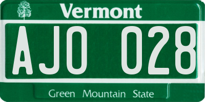 VT license plate AJO028