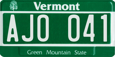 VT license plate AJO041