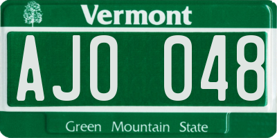 VT license plate AJO048