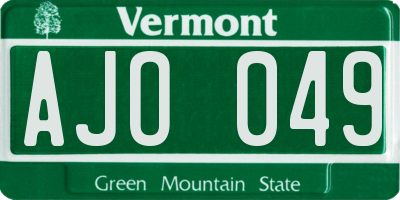 VT license plate AJO049