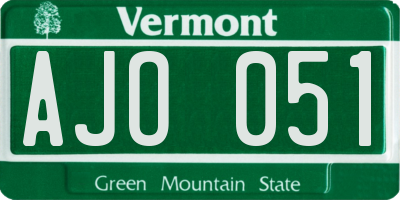 VT license plate AJO051