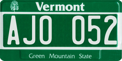 VT license plate AJO052