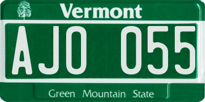 VT license plate AJO055