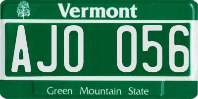 VT license plate AJO056