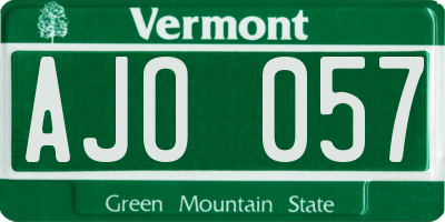 VT license plate AJO057