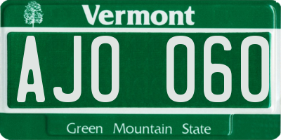 VT license plate AJO060