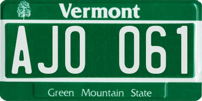 VT license plate AJO061