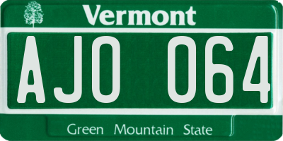 VT license plate AJO064