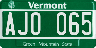 VT license plate AJO065