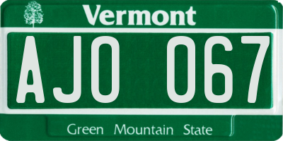 VT license plate AJO067