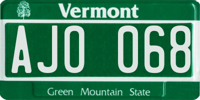 VT license plate AJO068