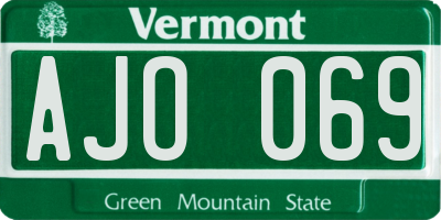 VT license plate AJO069