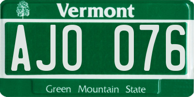VT license plate AJO076