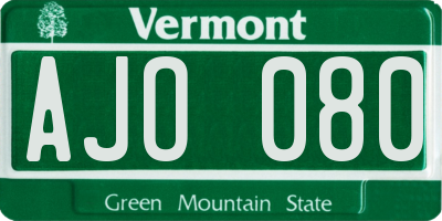 VT license plate AJO080