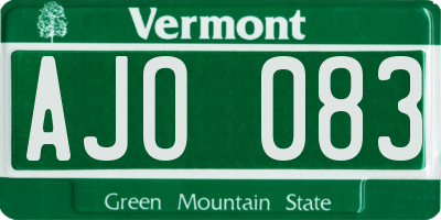 VT license plate AJO083