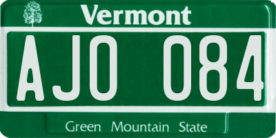 VT license plate AJO084