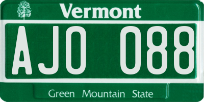 VT license plate AJO088
