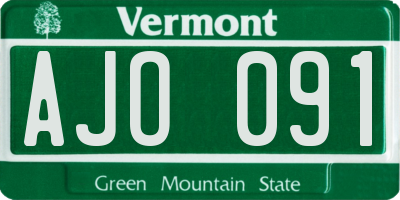 VT license plate AJO091