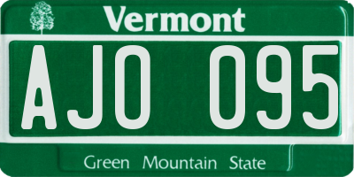 VT license plate AJO095
