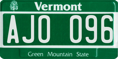 VT license plate AJO096