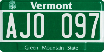 VT license plate AJO097