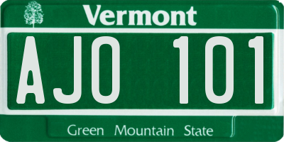 VT license plate AJO101