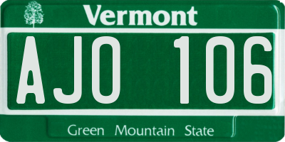 VT license plate AJO106