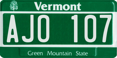 VT license plate AJO107