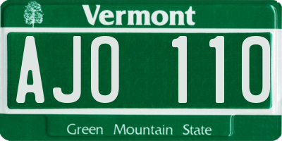 VT license plate AJO110