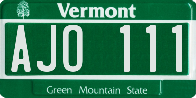 VT license plate AJO111