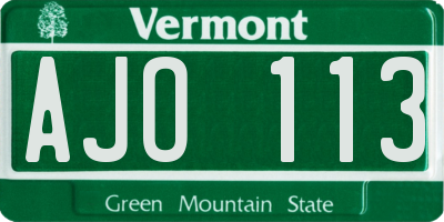 VT license plate AJO113