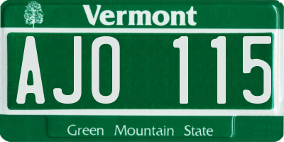 VT license plate AJO115