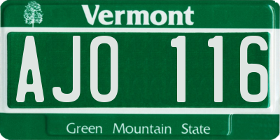 VT license plate AJO116