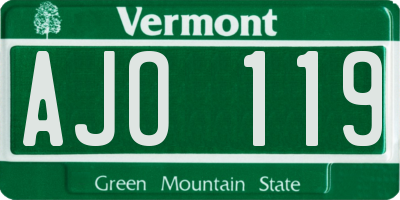 VT license plate AJO119