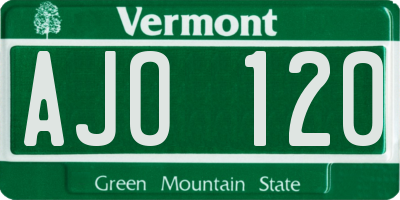 VT license plate AJO120