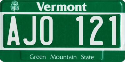 VT license plate AJO121